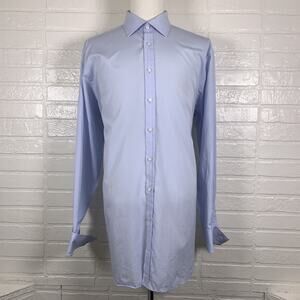 Thomas Pink Jermyn Street London Dress Shirt Mens 18-37 Blue Button-Up Classic